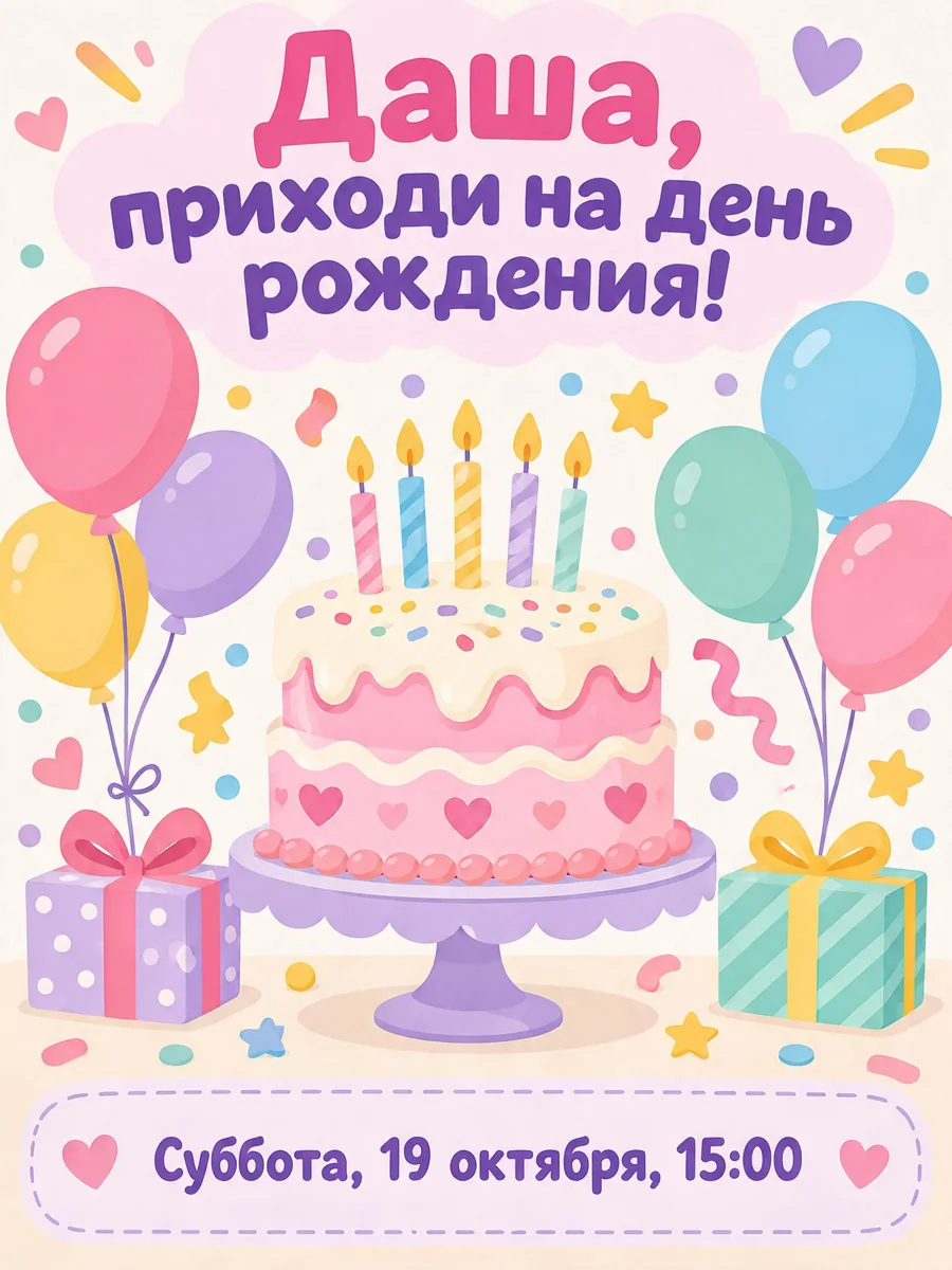 Открытка с исправленными именем и датой, Seedream 5.0 Pro