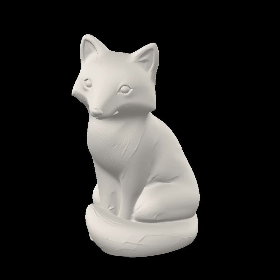 Лиса из Hunyuan 3D v3.1 в режиме «Только геометрия»: модель можно вращать и приближать