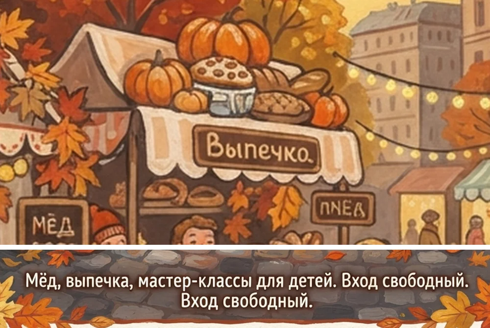 Ошибки Lite на афише: вывеска «Выпечко» и повторённая фраза «Вход свободный»
