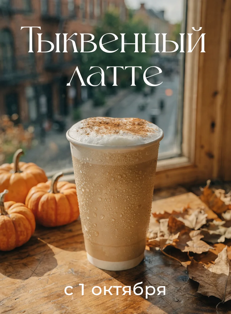Плакат V4: стакан в каплях у окна с видом на улицу, заголовок тонким декоративным шрифтом