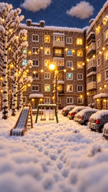 Вязаный новогодний город по фото