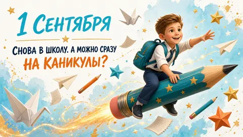 ОТкрытка с 1 сентября с типографикой и ребенком по фото