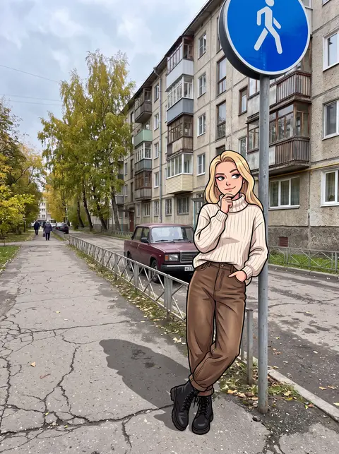 Реалистичный город + аниме персонаж