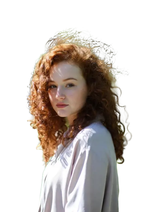 Вьющиеся рыжие волосы, модель Bria (после)