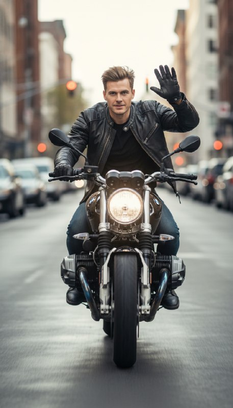 Мужчина на мотоцикле BMW R nineT