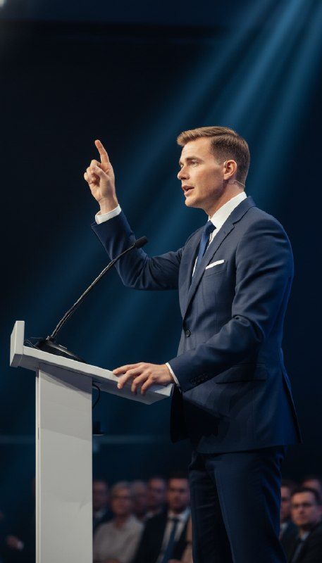 Выступление спикера на сцене
