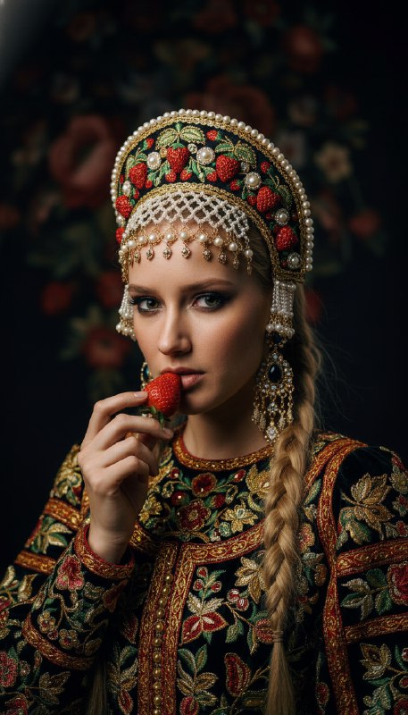 Русская красавица с клубникой