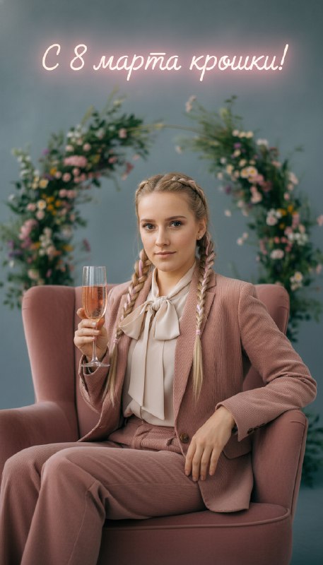 Женщина с бокалом на 8 марта