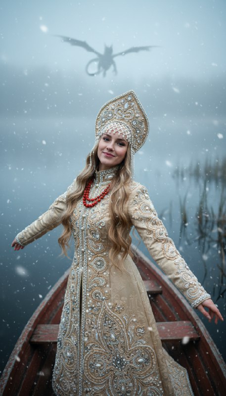 Зимняя сказка в лодке