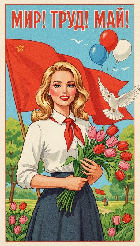 Советская открытка 1 мая