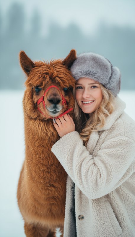 Зимний портрет с альпакой