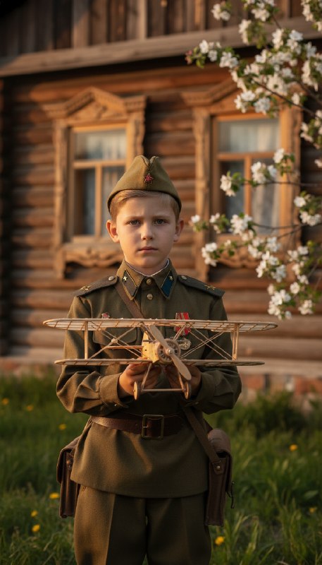 Мальчик с моделью самолета